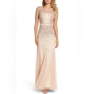 Adrianna Papell Blush Sequin Gown